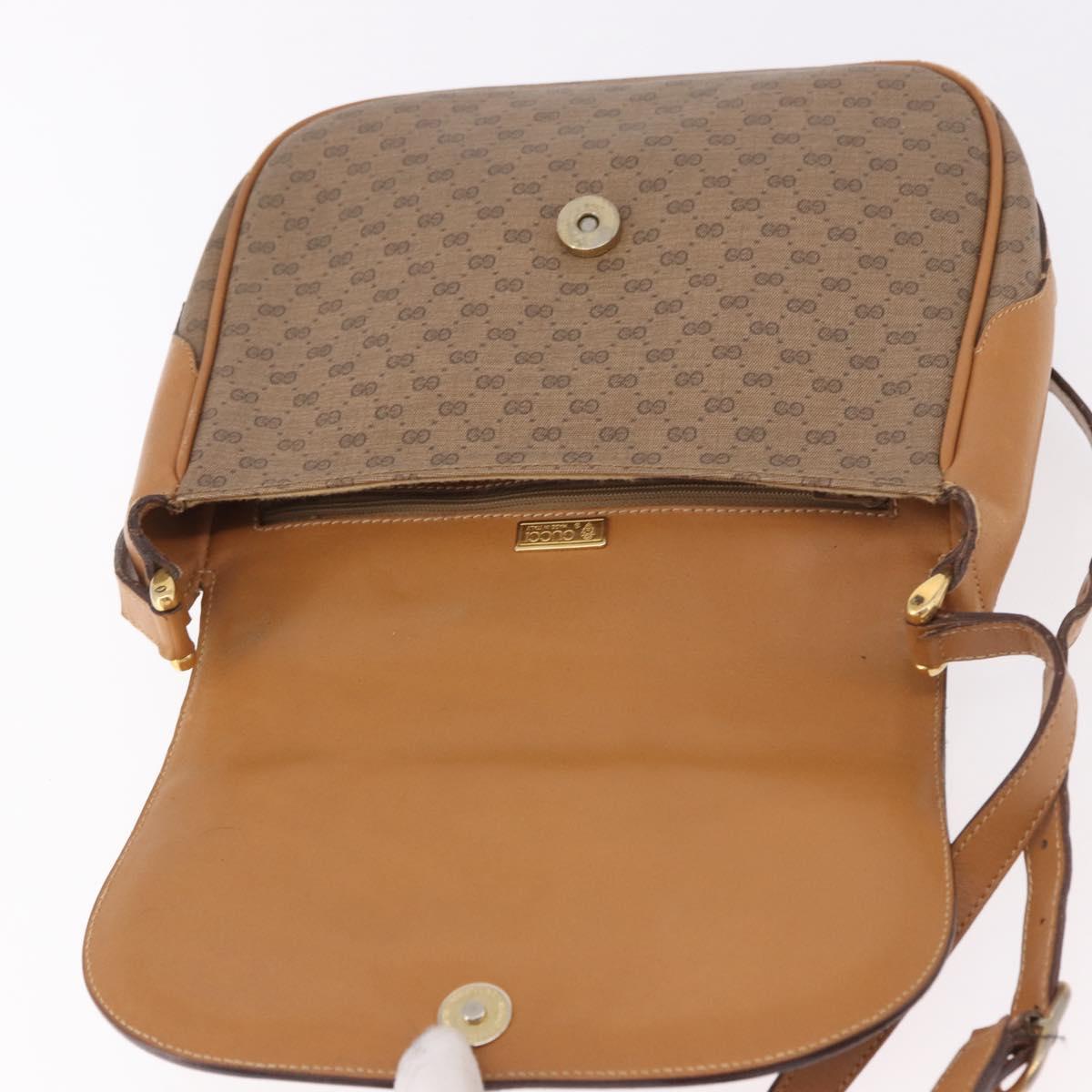 GUCCI Micro GG Supreme Shoulder Bag PVC Beige Gold Auth 187795