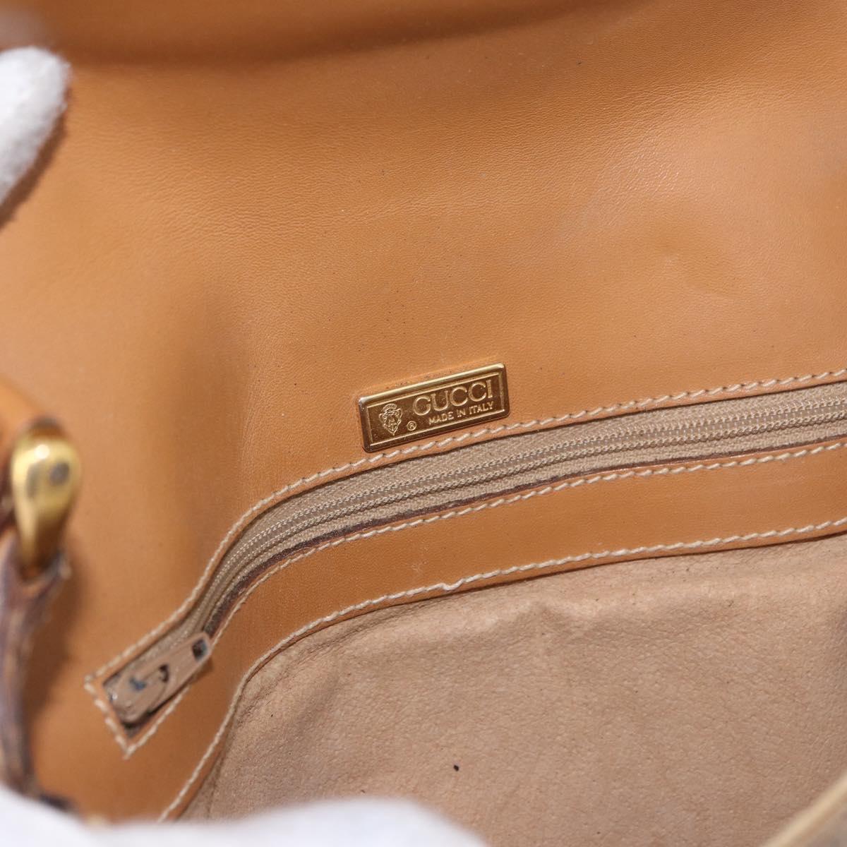 GUCCI Micro GG Supreme Shoulder Bag PVC Beige Gold Auth 187795