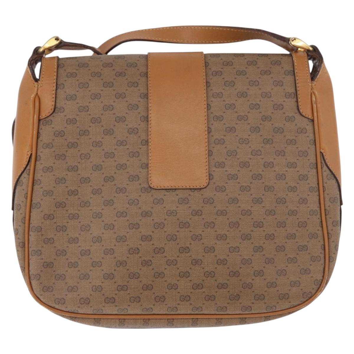 GUCCI Micro GG Supreme Shoulder Bag PVC Beige Gold Auth 187795