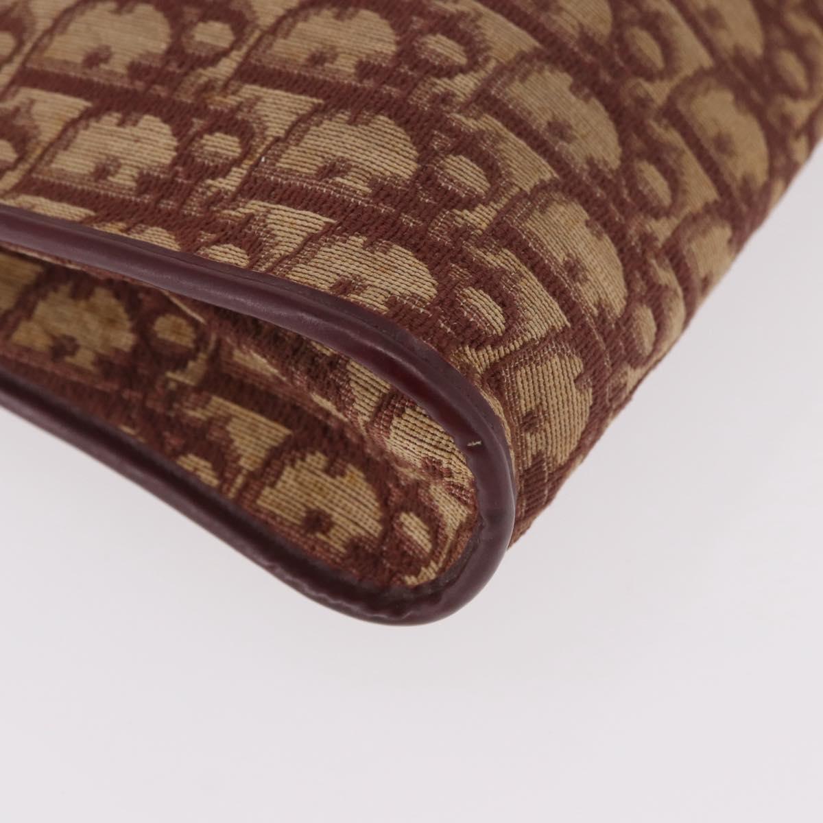 Christian Dior Trotter Canvas Shoulder Bag Red Gold Auth 187796