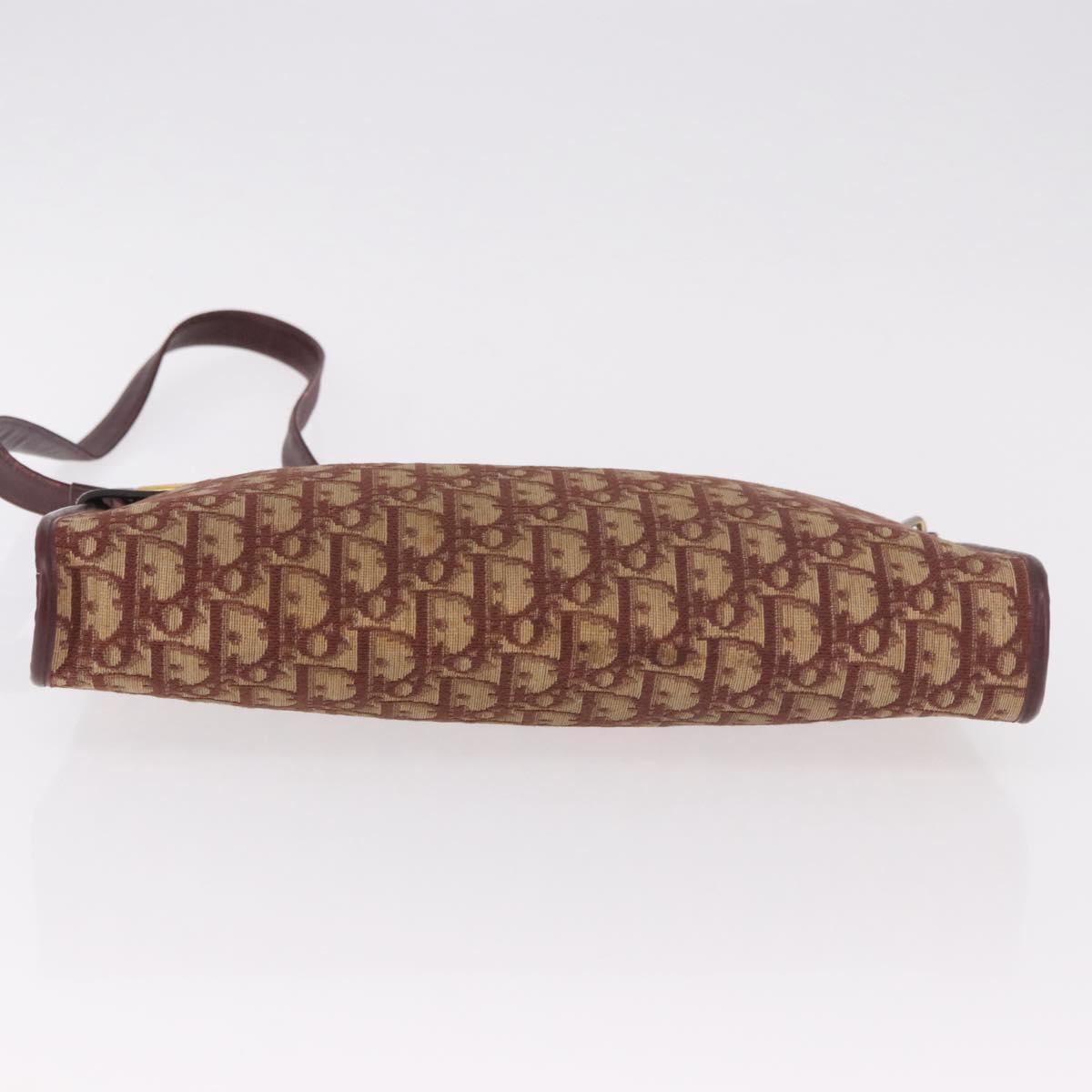Christian Dior Trotter Canvas Shoulder Bag Red Gold Auth 187796