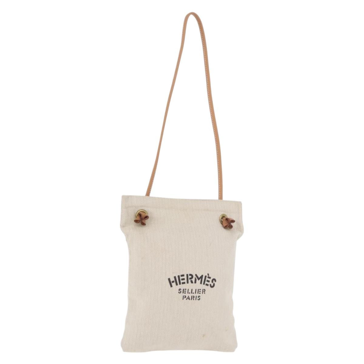HERMES Aline PM Shoulder Bag Cotton Beige Gold Auth 187797A