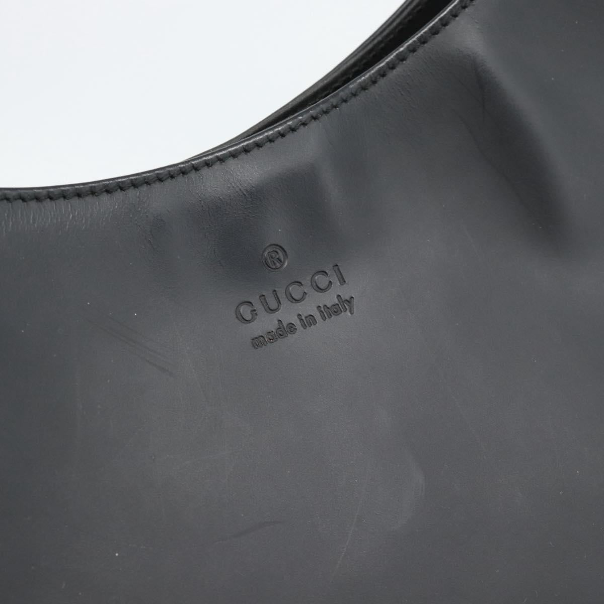 GUCCI Shoulder Bag Leather Black Silver 001 3297 Auth 187800