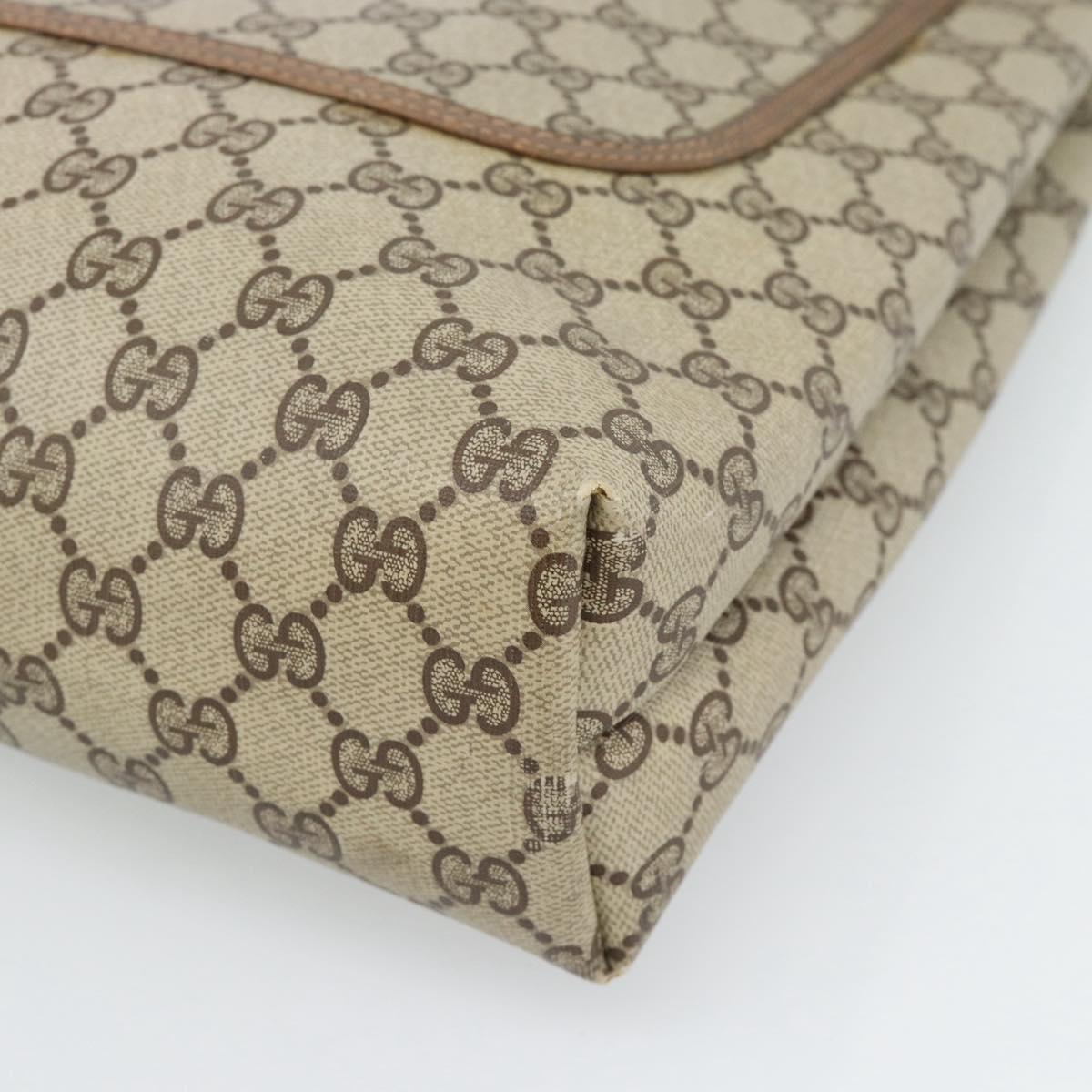 GUCCI GG Supreme Web Sherry Line Tote Bag PVC Beige Auth 187804