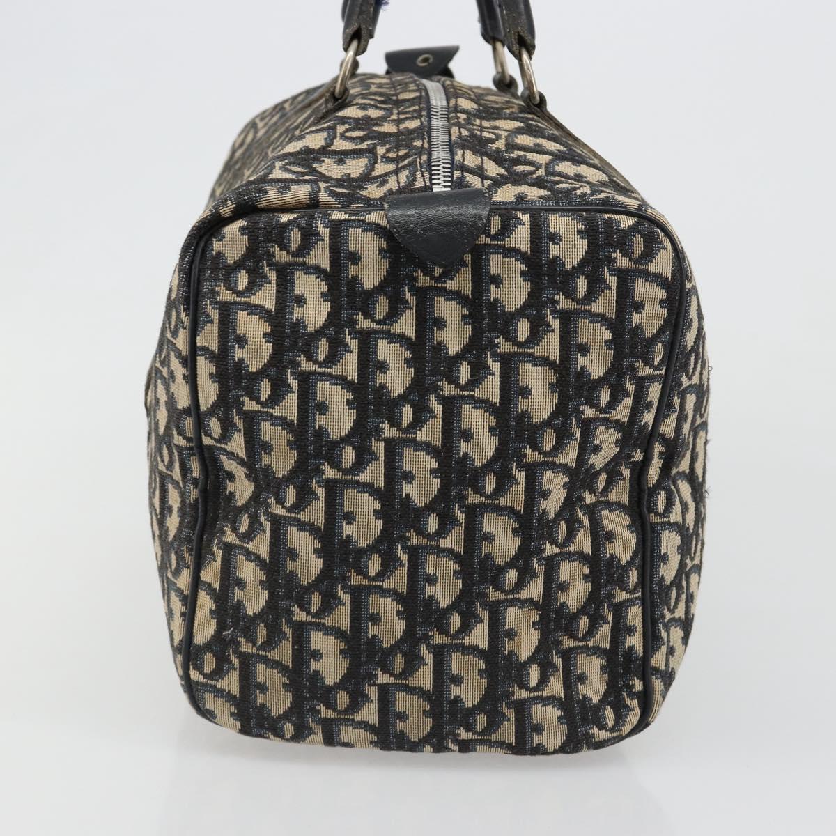 Christian Dior Trotter Canvas Hand Bag Navy Silver Auth 187811