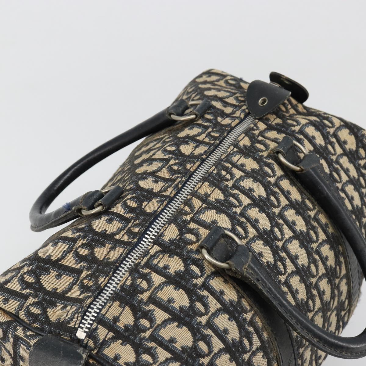 Christian Dior Trotter Canvas Hand Bag Navy Silver Auth 187811