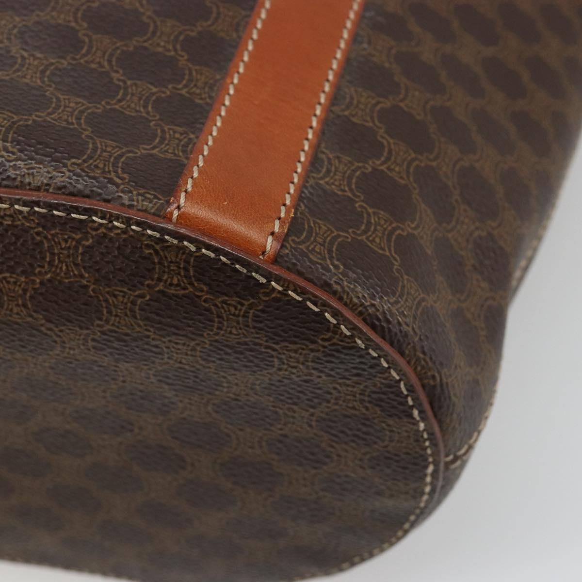CELINE Macadam Canvas Tote Bag PVC Leather Brown gold Auth 187813