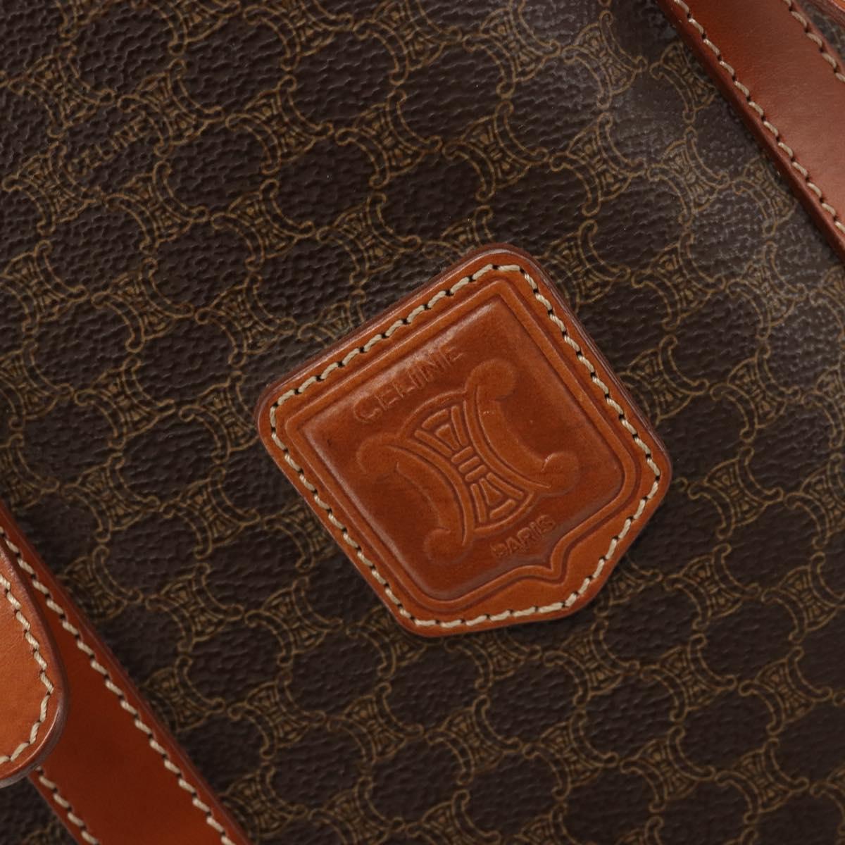 CELINE Macadam Canvas Tote Bag PVC Leather Brown gold Auth 187813