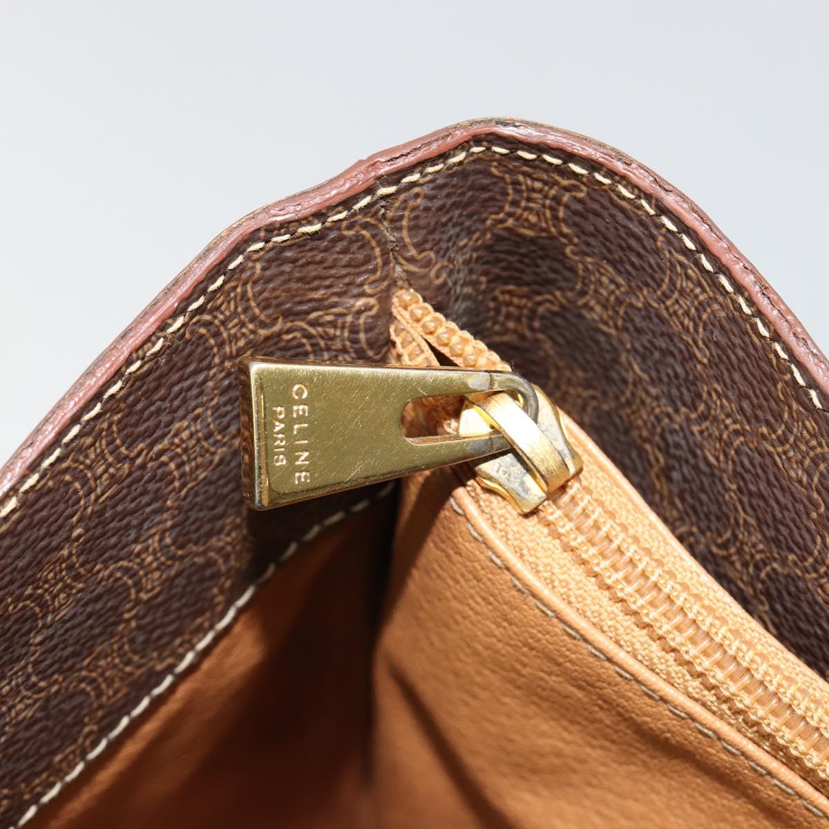 CELINE Macadam Canvas Tote Bag PVC Leather Brown gold Auth 187813