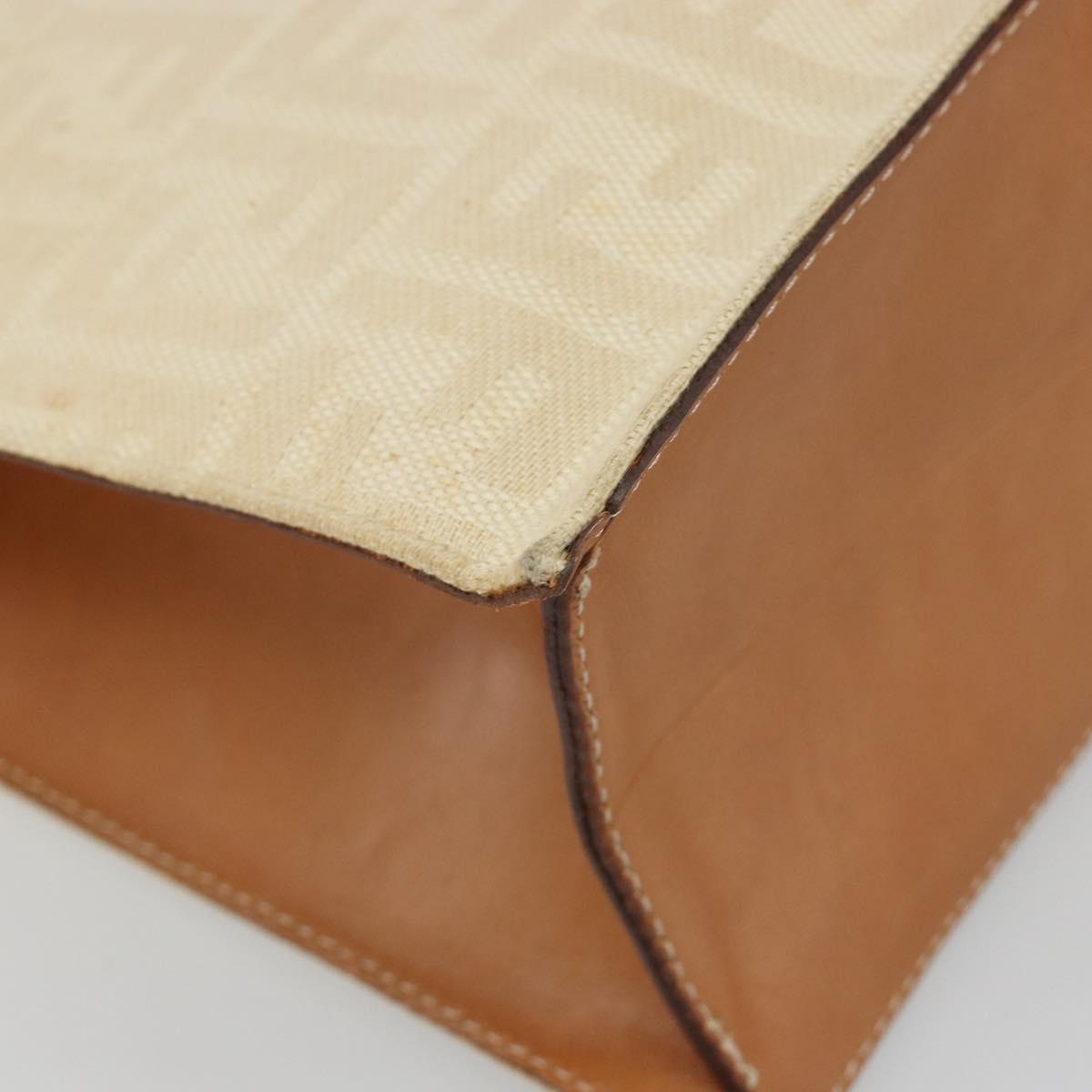 FENDI Zucca Canvas Tote Bag Beige Auth 187816