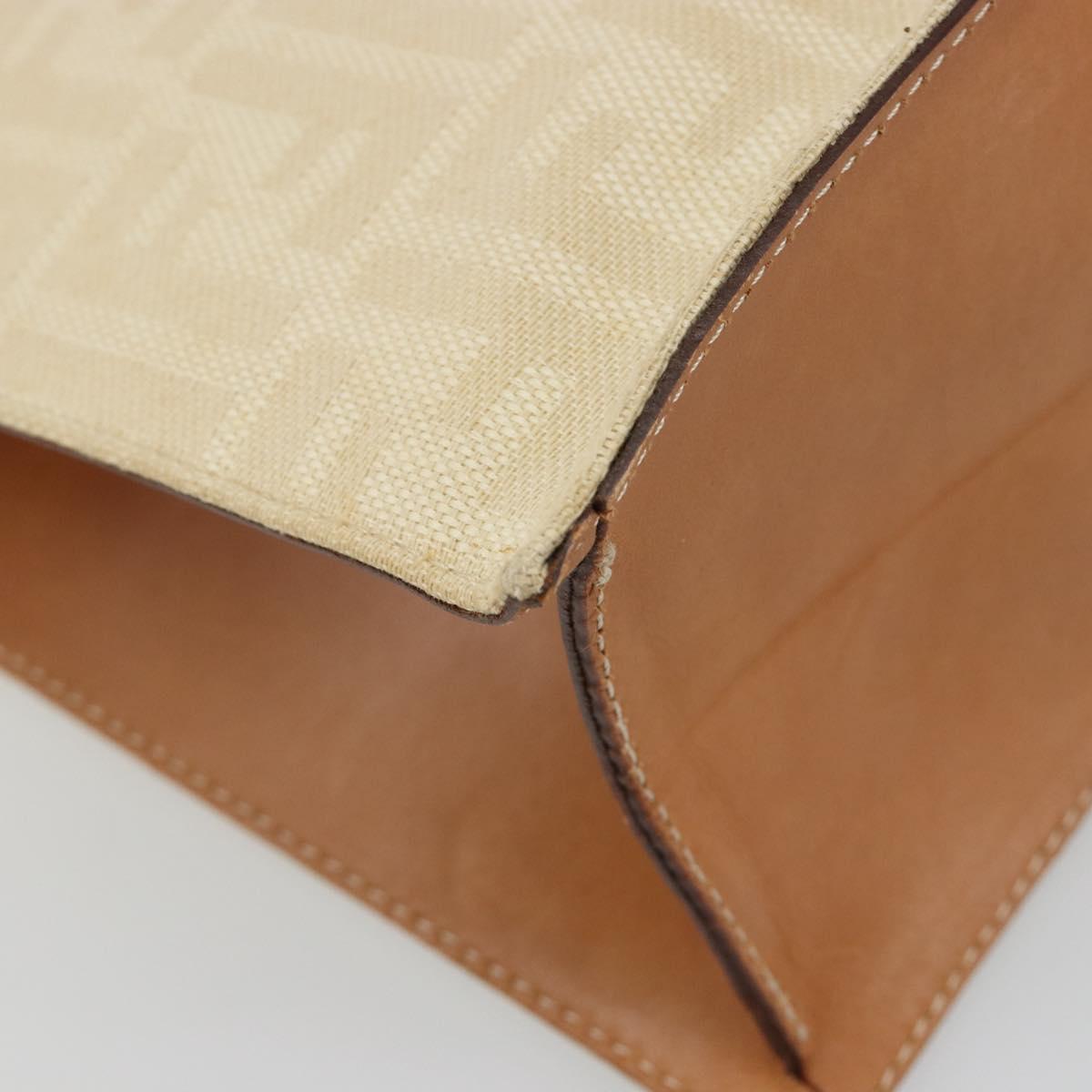FENDI Zucca Canvas Tote Bag Beige Auth 187816