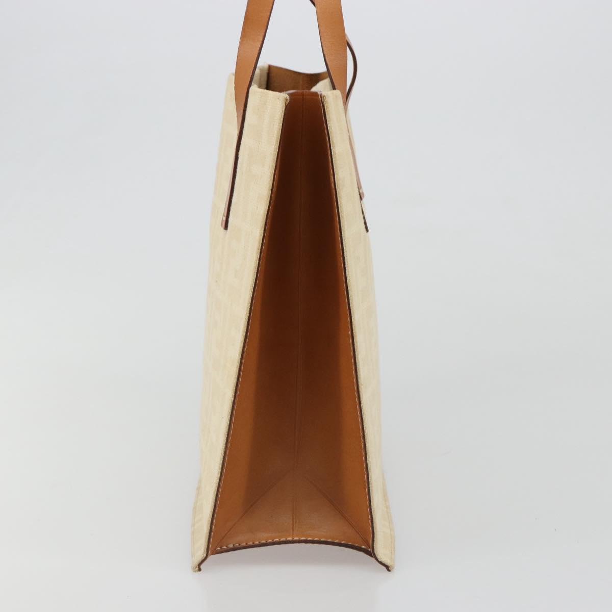 FENDI Zucca Canvas Tote Bag Beige Auth 187816
