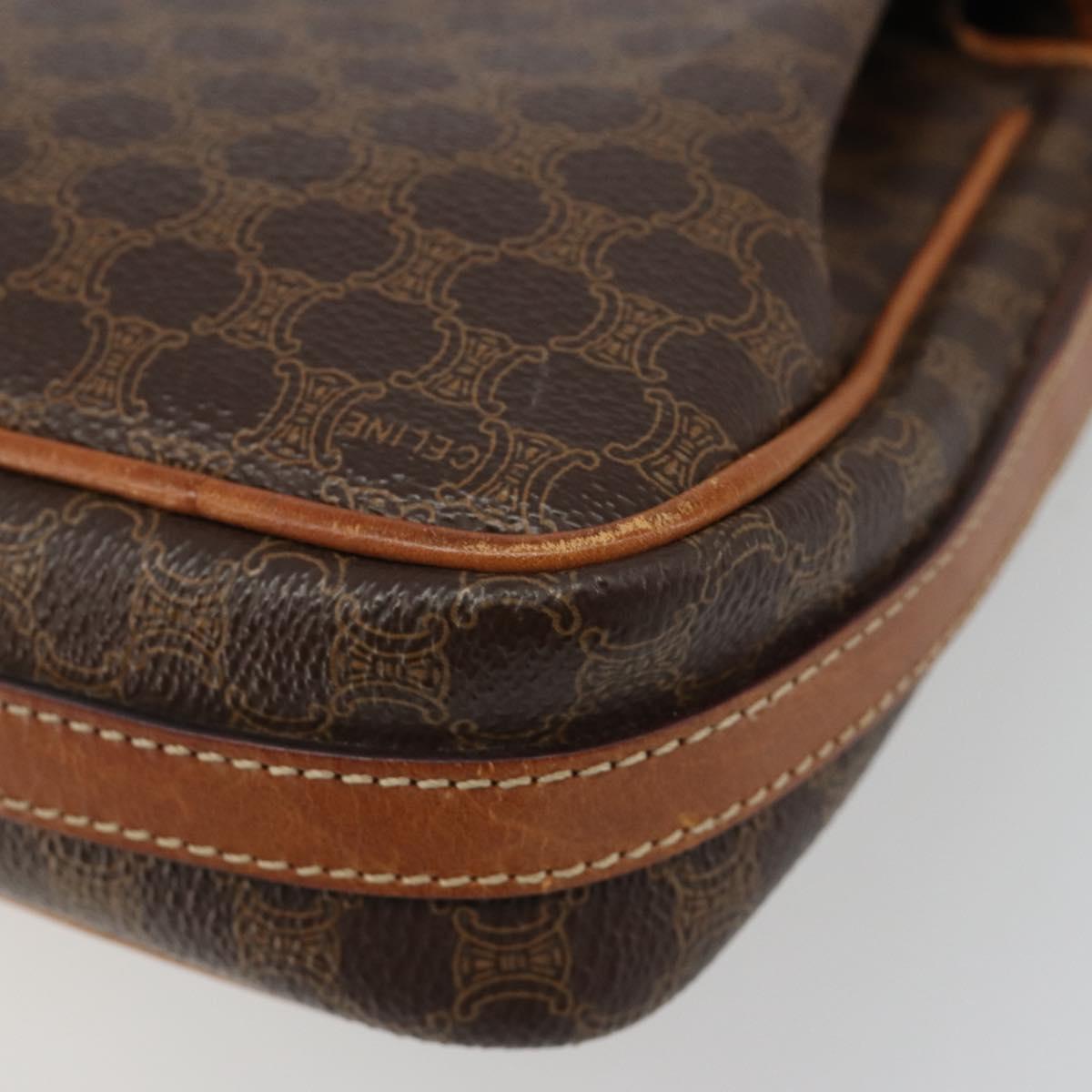 CELINE Macadam Canvas Shoulder Bag PVC Leather Brown Gold Auth 187817