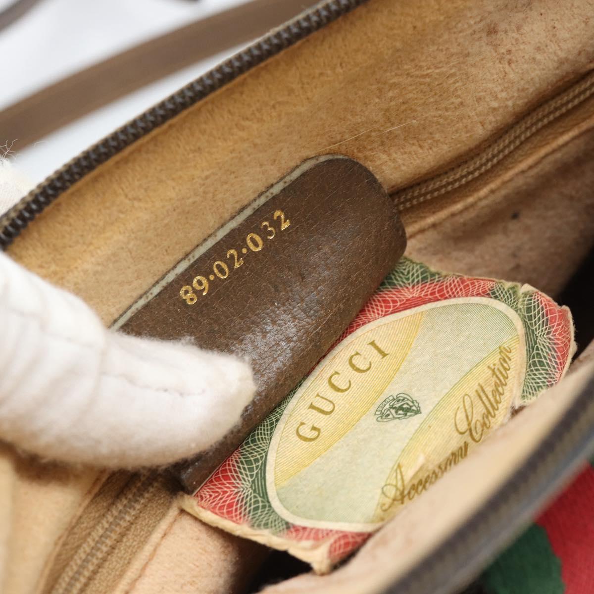 GUCCI GG Supreme Web Sherry Line Bag PVC Beige Gold 89 02 032 Auth 187818