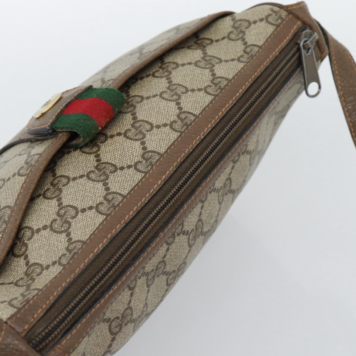 GUCCI GG Supreme Web Sherry Line Bag PVC Beige Gold 89 02 032 Auth 187818