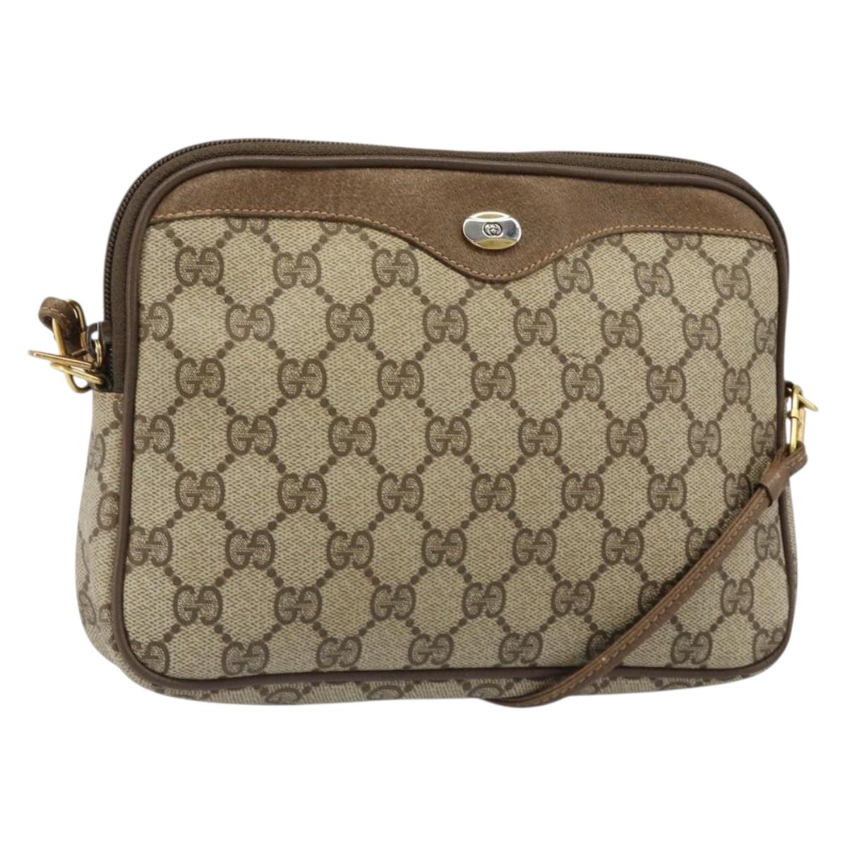 GUCCI GG Supreme Shoulder Bag PVC Beige Gold 97 02 068 Auth 187819