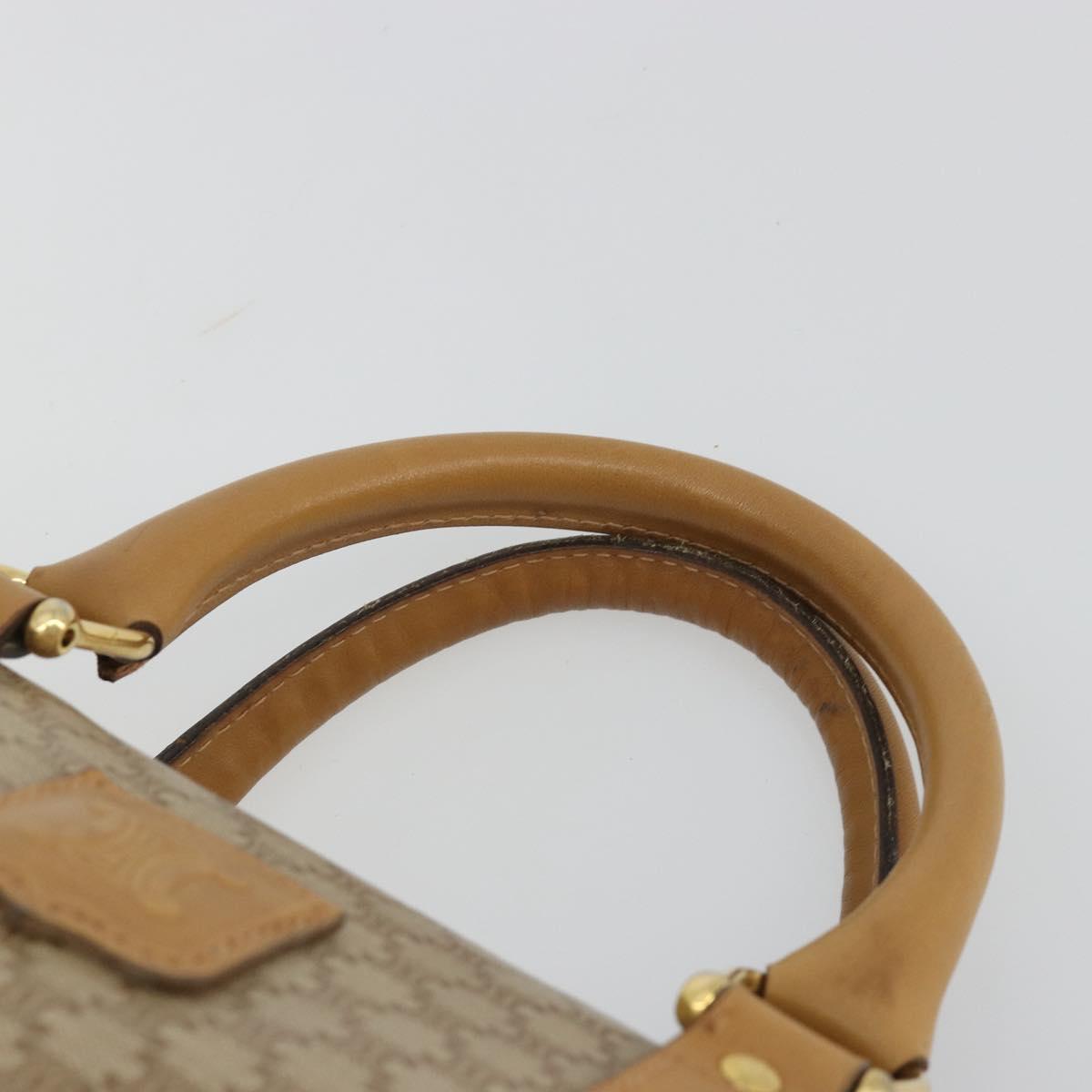 CELINE Macadam Canvas Hand Bag PVC Beige Gold Auth 187822