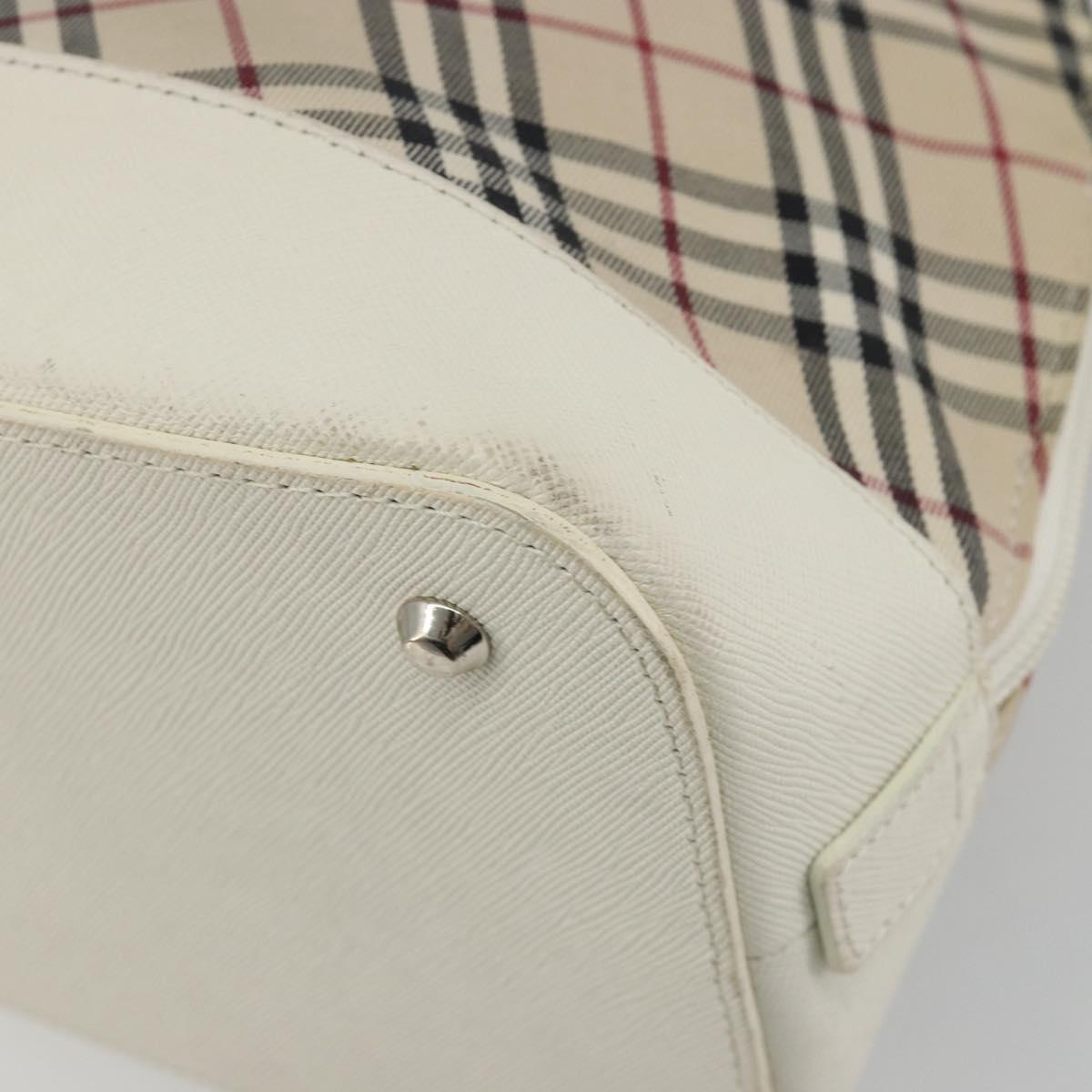 BURBERRY Nova Check Hand Bag Canvas Beige Silver Auth 187825A