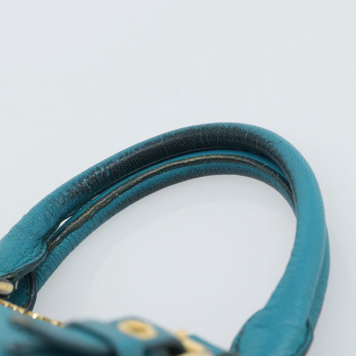 Miu Miu Hand Bag Leather 2way Turquoise Blue Gold Auth 187827