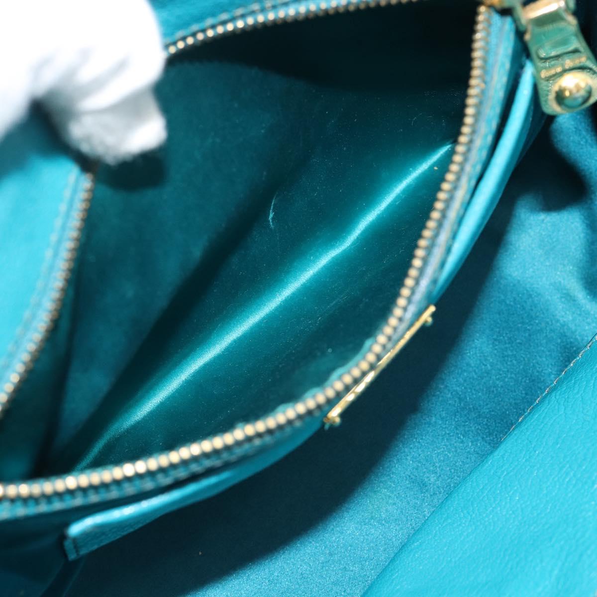 Miu Miu Hand Bag Leather 2way Turquoise Blue Gold Auth 187827
