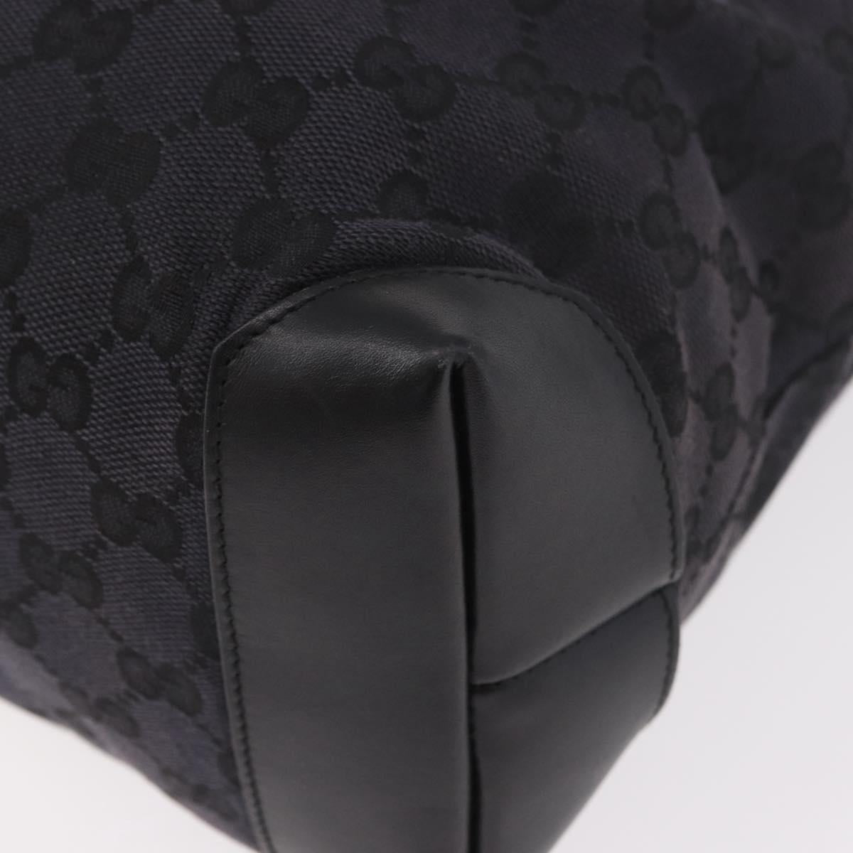 GUCCI GG Canvas Sherry Line Tote Bag Black Silver 019 0401 Auth 187830A