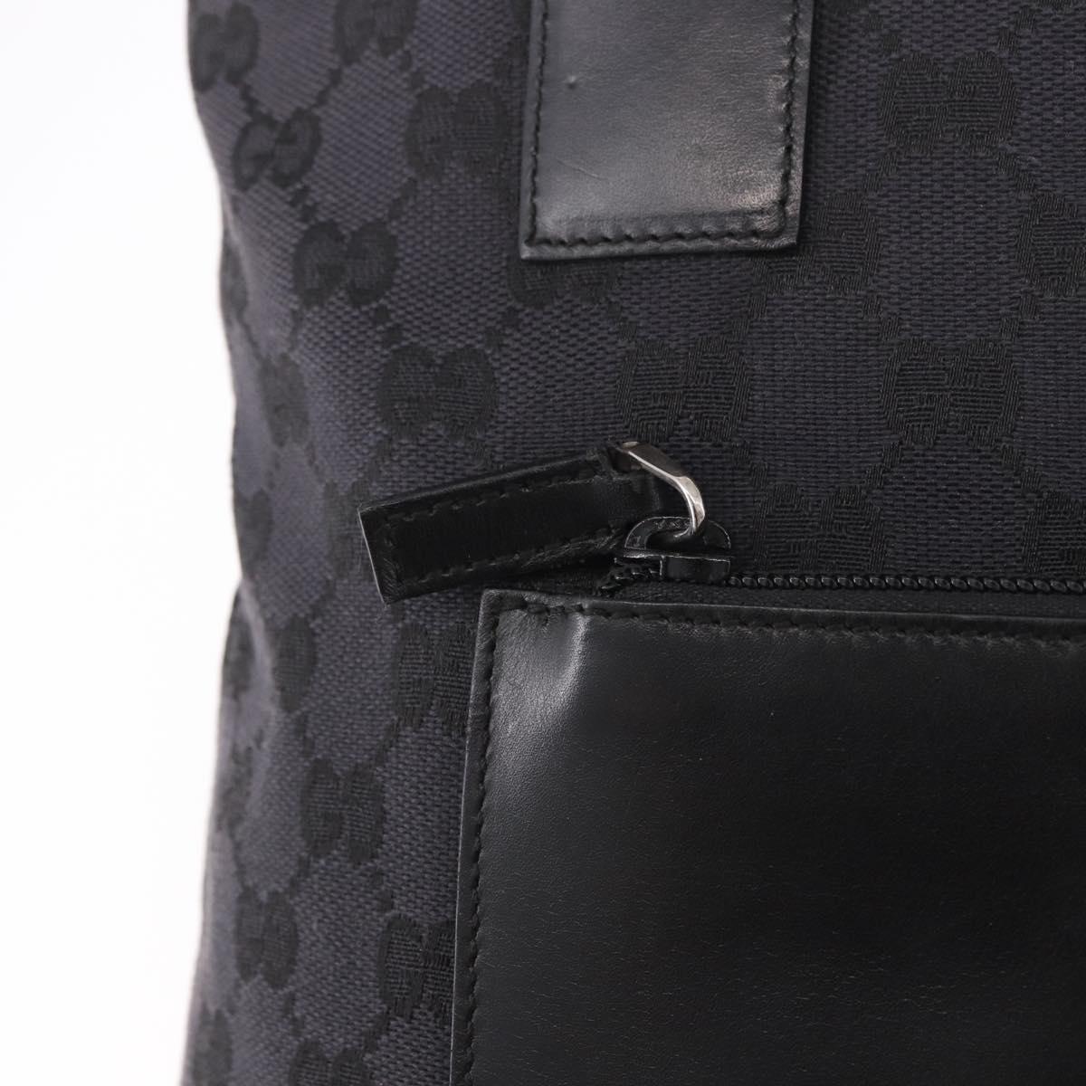 GUCCI GG Canvas Sherry Line Tote Bag Black Silver 019 0401 Auth 187830A