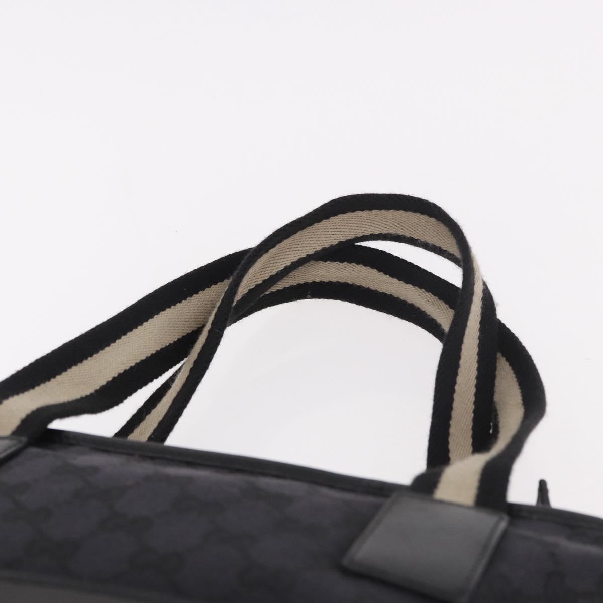 GUCCI GG Canvas Sherry Line Tote Bag Black Silver 019 0401 Auth 187830A