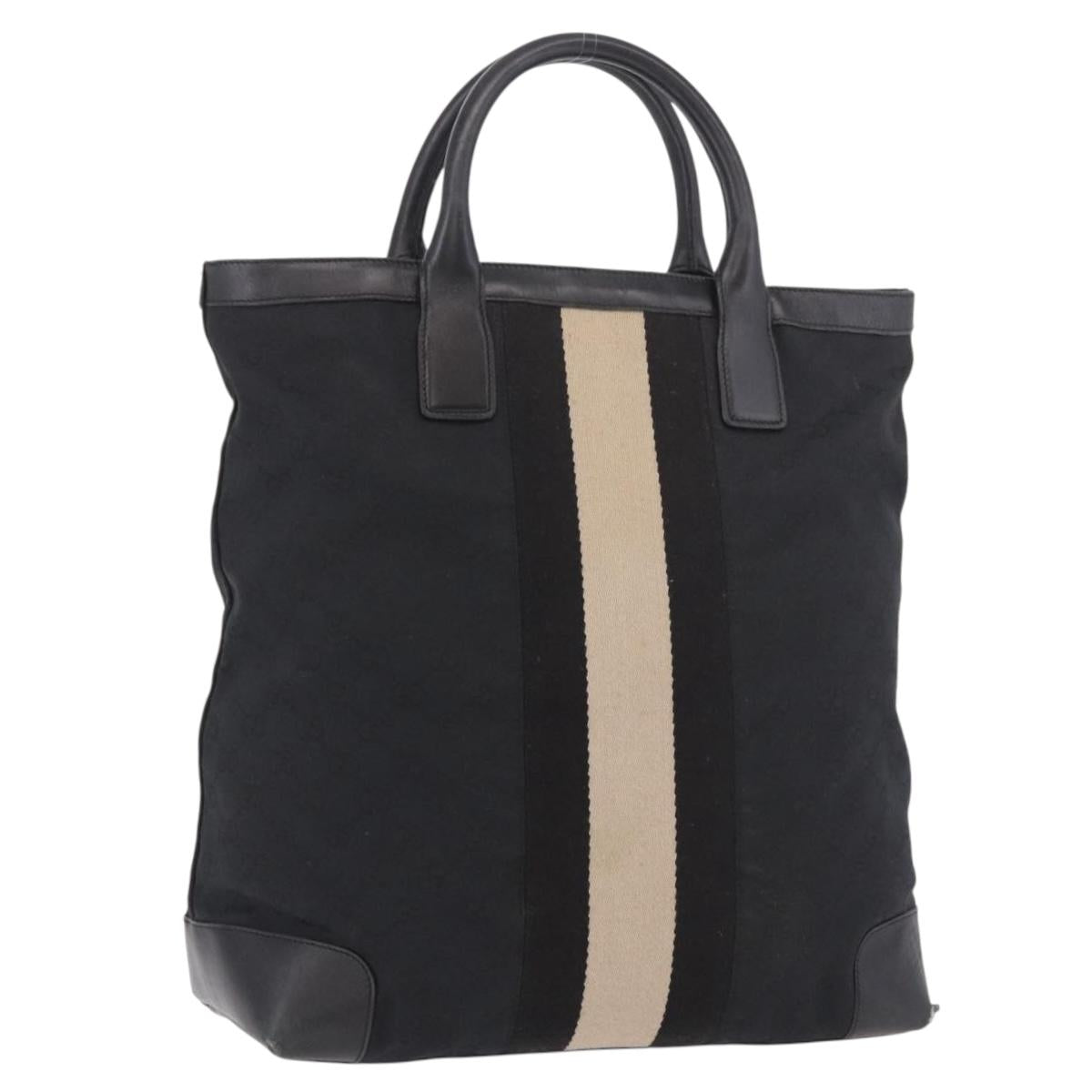 GUCCI GG Canvas Sherry Line Tote Bag Black 002 1098 Auth 187831