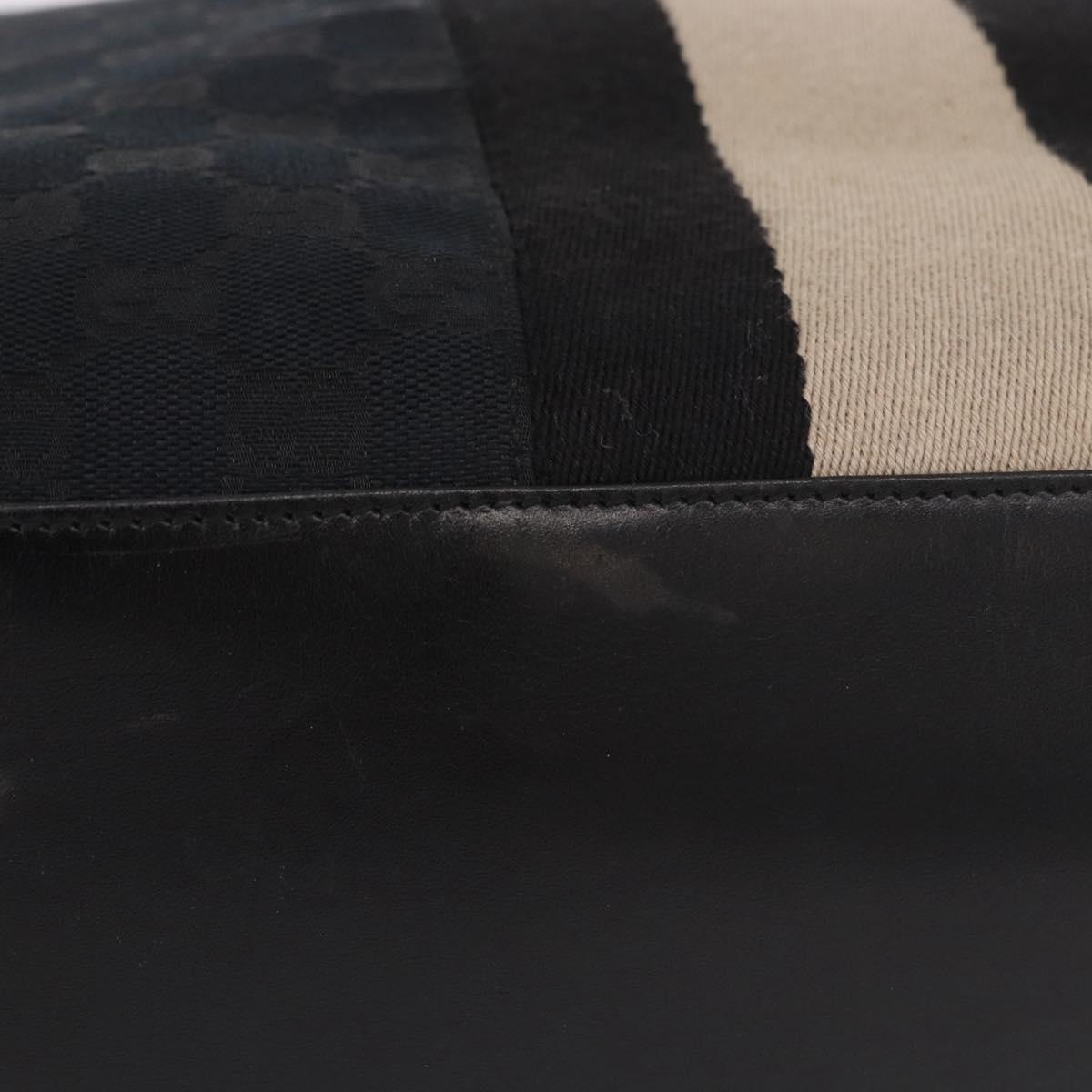 GUCCI GG Canvas Sherry Line Tote Bag Black 002 1098 Auth 187831