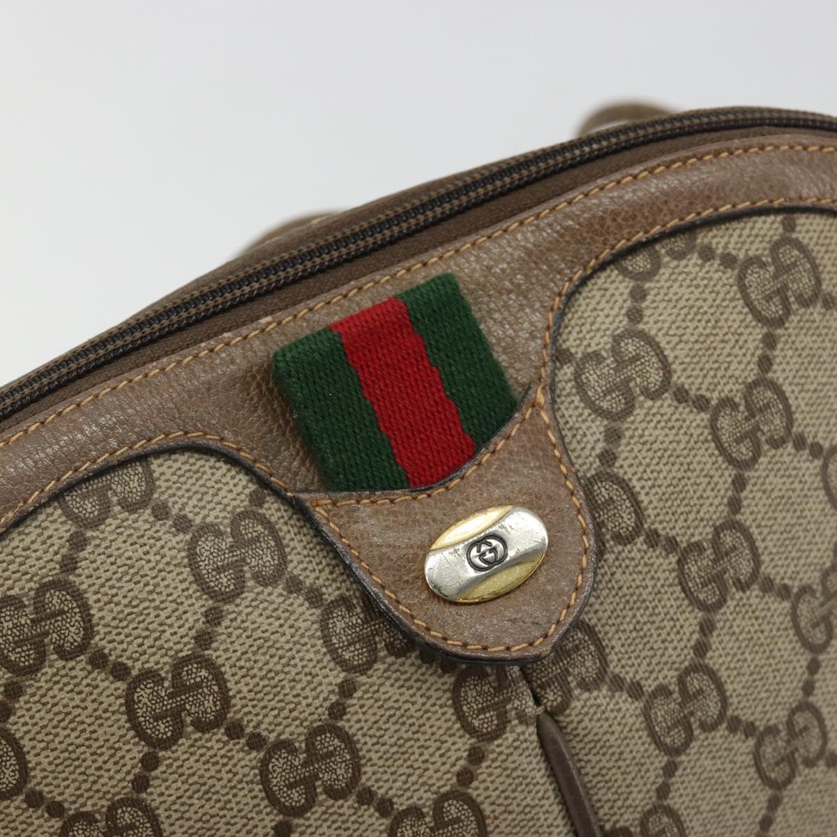 GUCCI GG Supreme Web Sherry Line Bag PVC Beige Gold 904 02 047 Auth 187832
