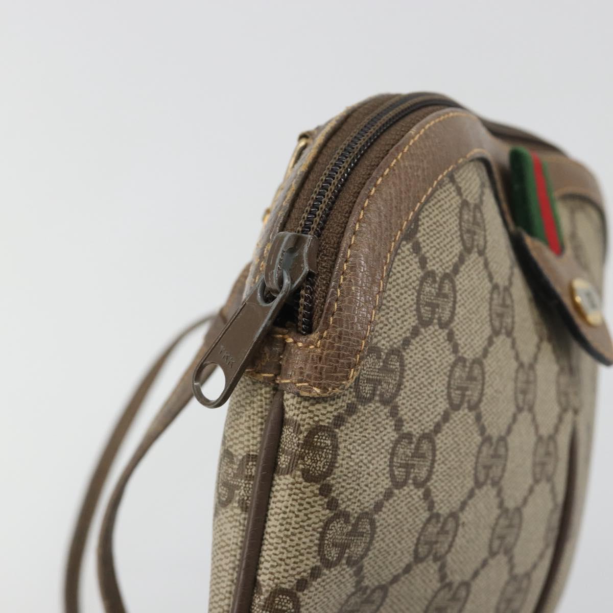 GUCCI GG Supreme Web Sherry Line Bag PVC Beige Gold 904 02 047 Auth 187832