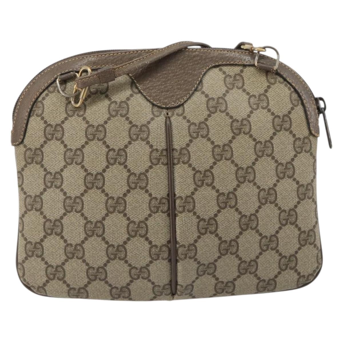 GUCCI GG Supreme Web Sherry Line Bag PVC Beige Gold 904 02 047 Auth 187832