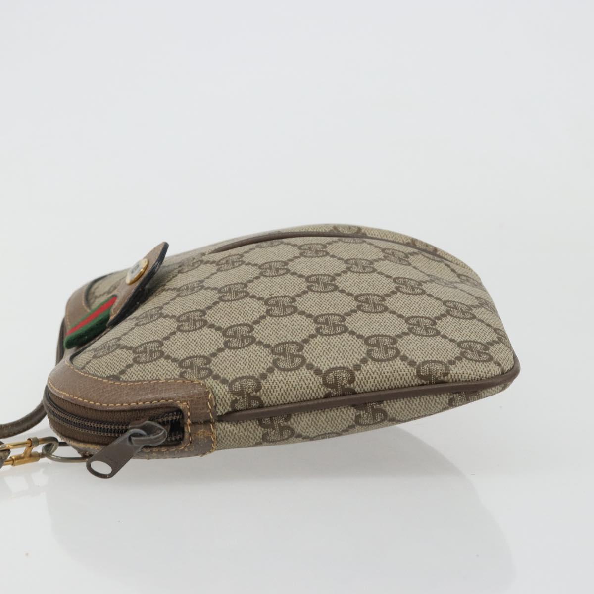 GUCCI GG Supreme Web Sherry Line Bag PVC Beige Gold 904 02 047 Auth 187832