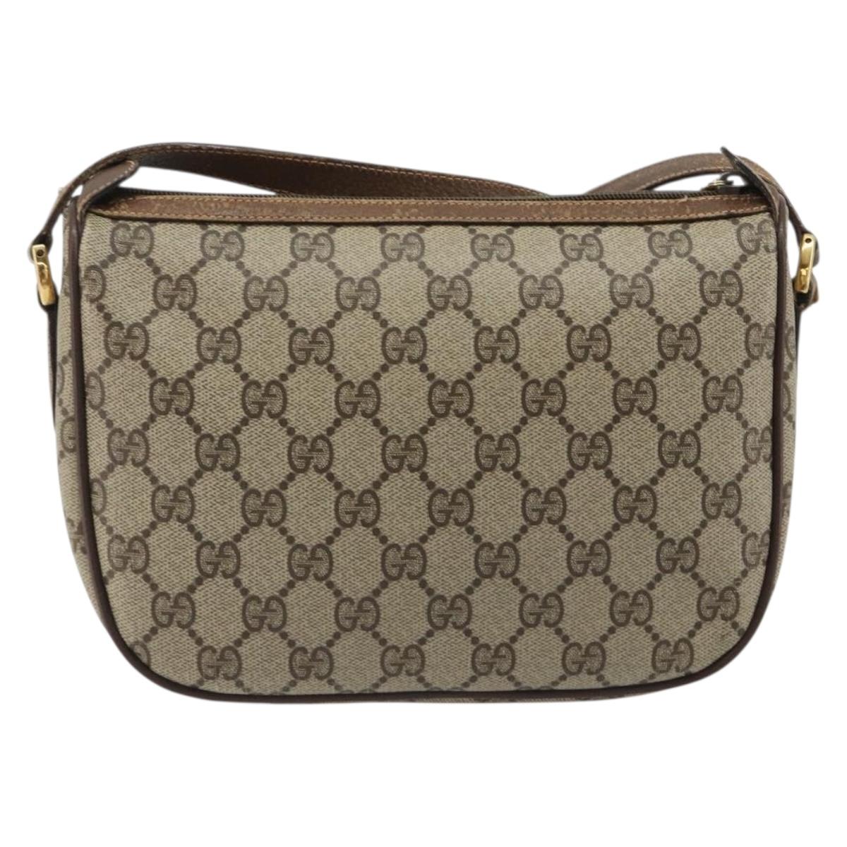 GUCCI GG Supreme Web Sherry Line Bag PVC Beige Gold 89 02 032 Auth 187833
