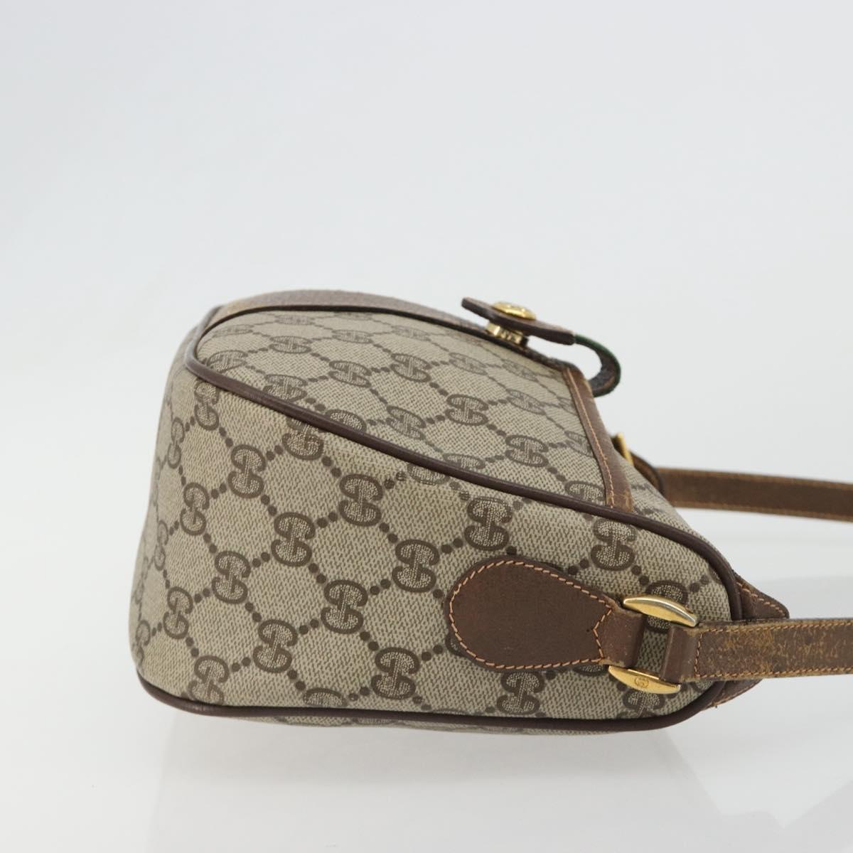 GUCCI GG Supreme Web Sherry Line Bag PVC Beige Gold 89 02 032 Auth 187833