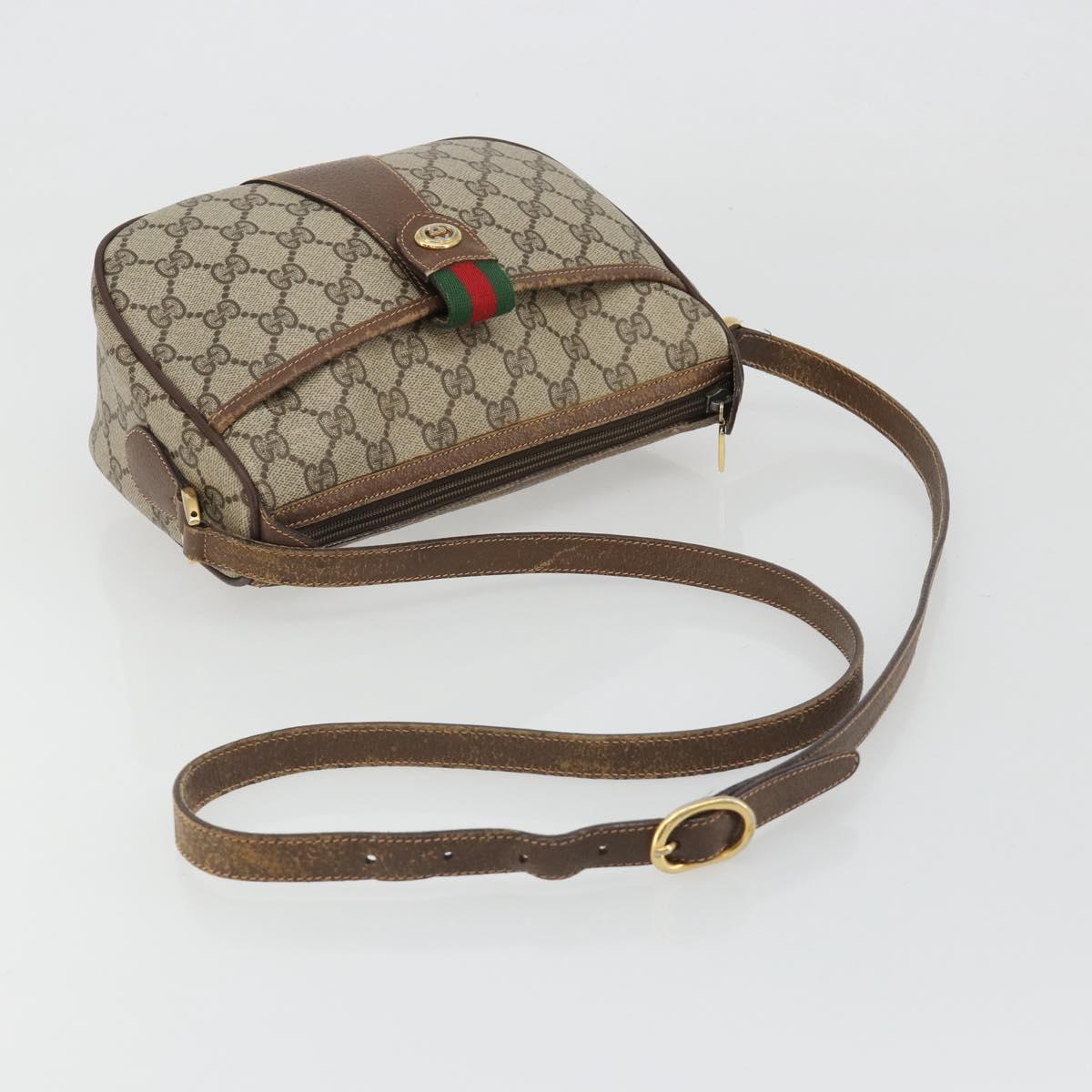 GUCCI GG Supreme Web Sherry Line Bag PVC Beige Gold 89 02 032 Auth 187833
