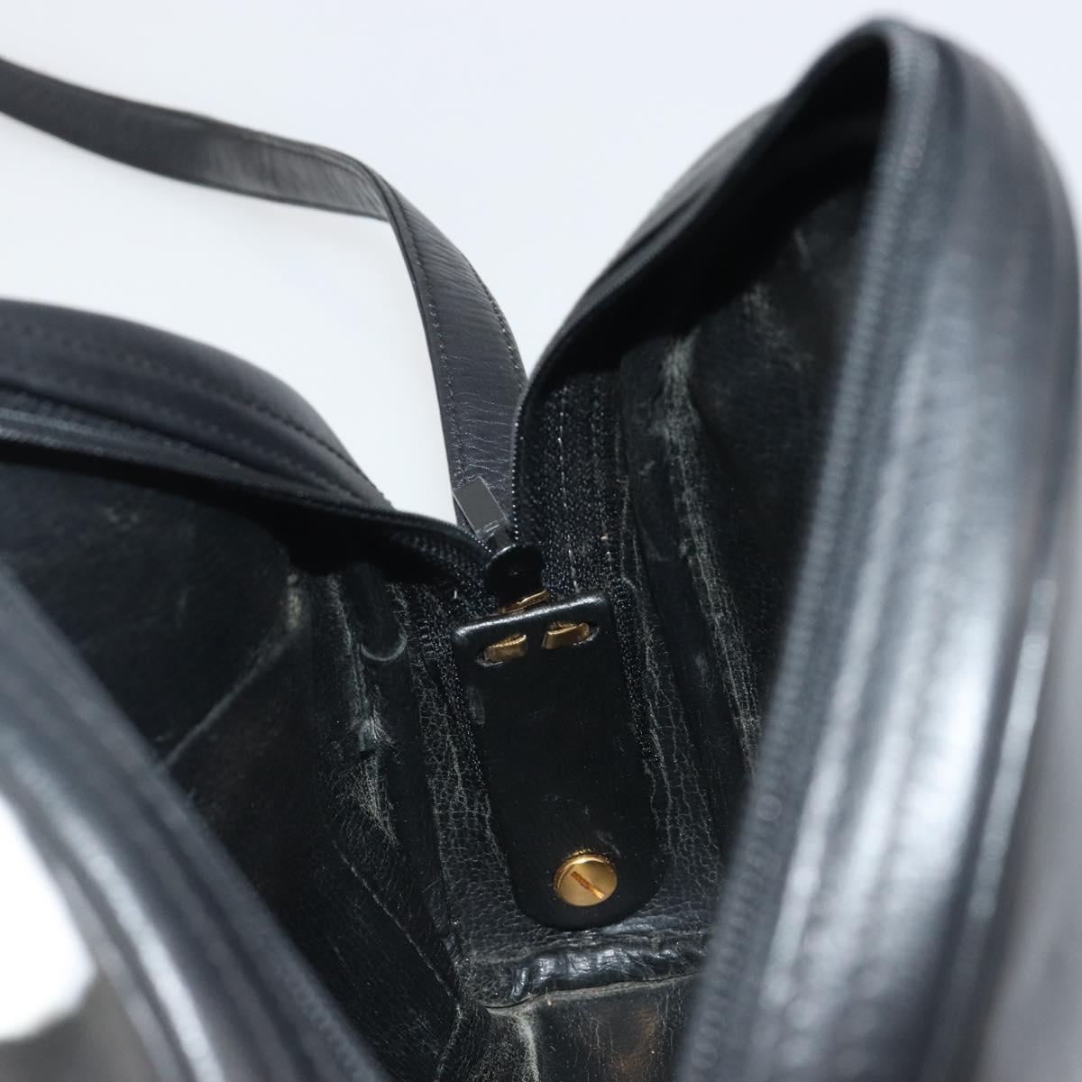 Christian Dior Shoulder Bag Leather Black Gold Auth 187835