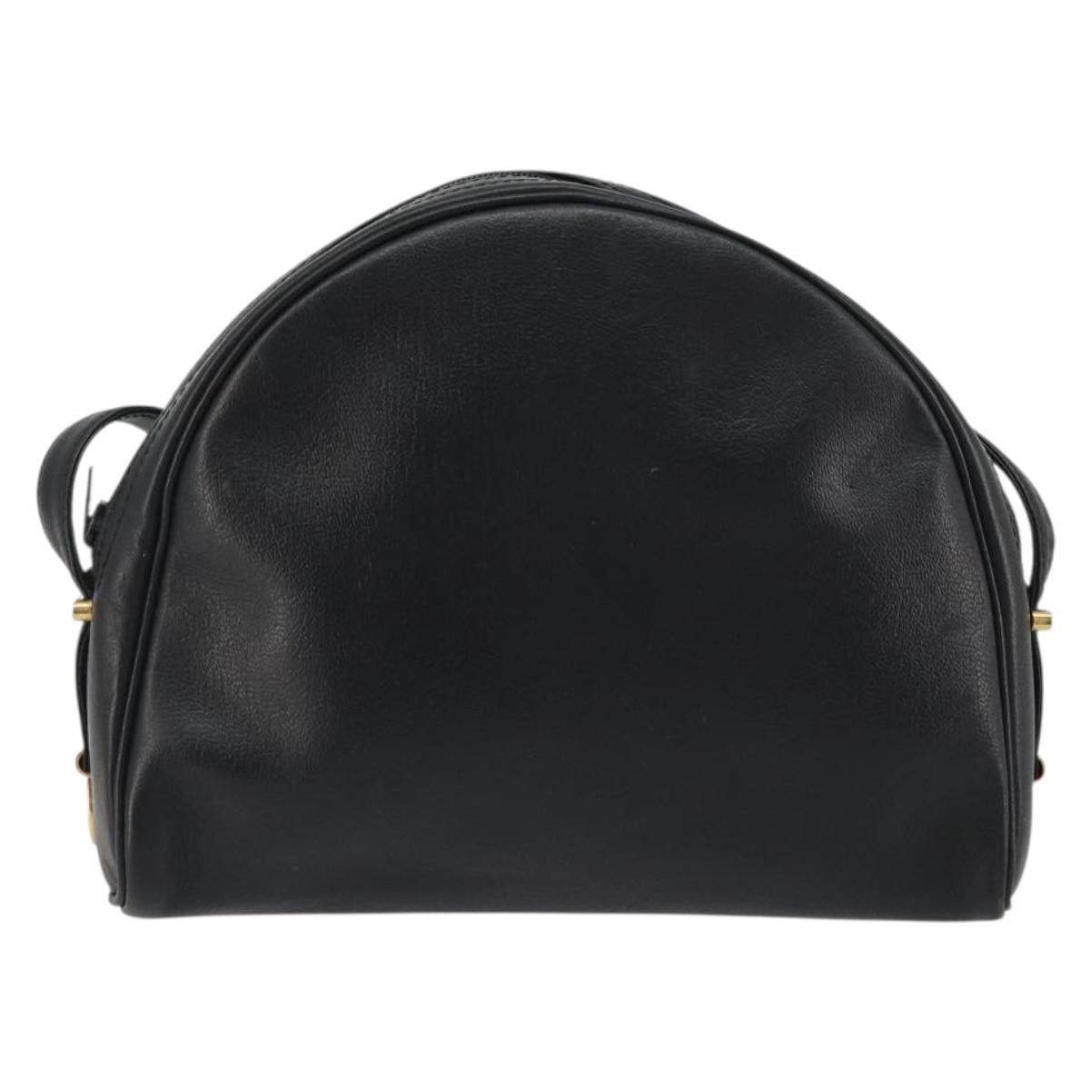 Christian Dior Shoulder Bag Leather Black Gold Auth 187835