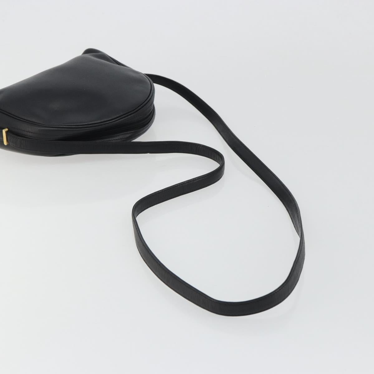 Christian Dior Shoulder Bag Leather Black Gold Auth 187835