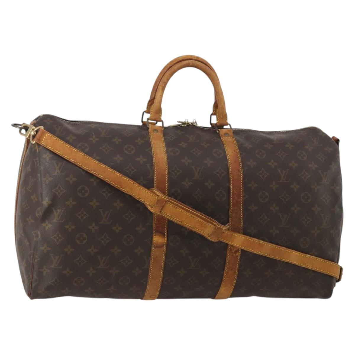 LOUIS VUITTON Monogram Keepall Bandouliere 55 Boston Bag M41414 LV Auth 187837
