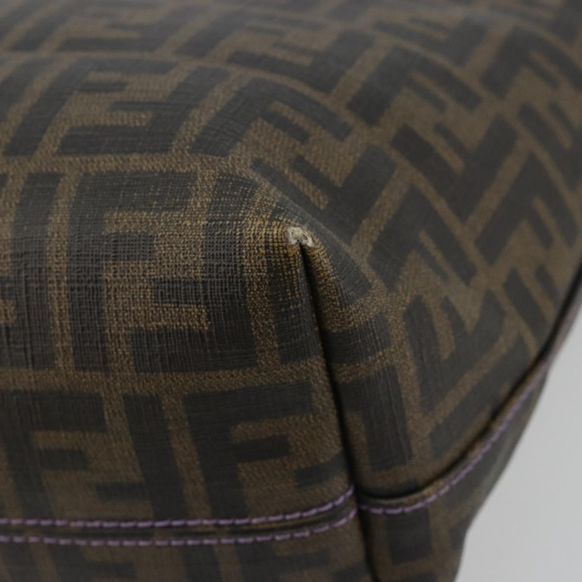 FENDI Zucca Canvas Tote Bag PVC Black Brown Auth 187849