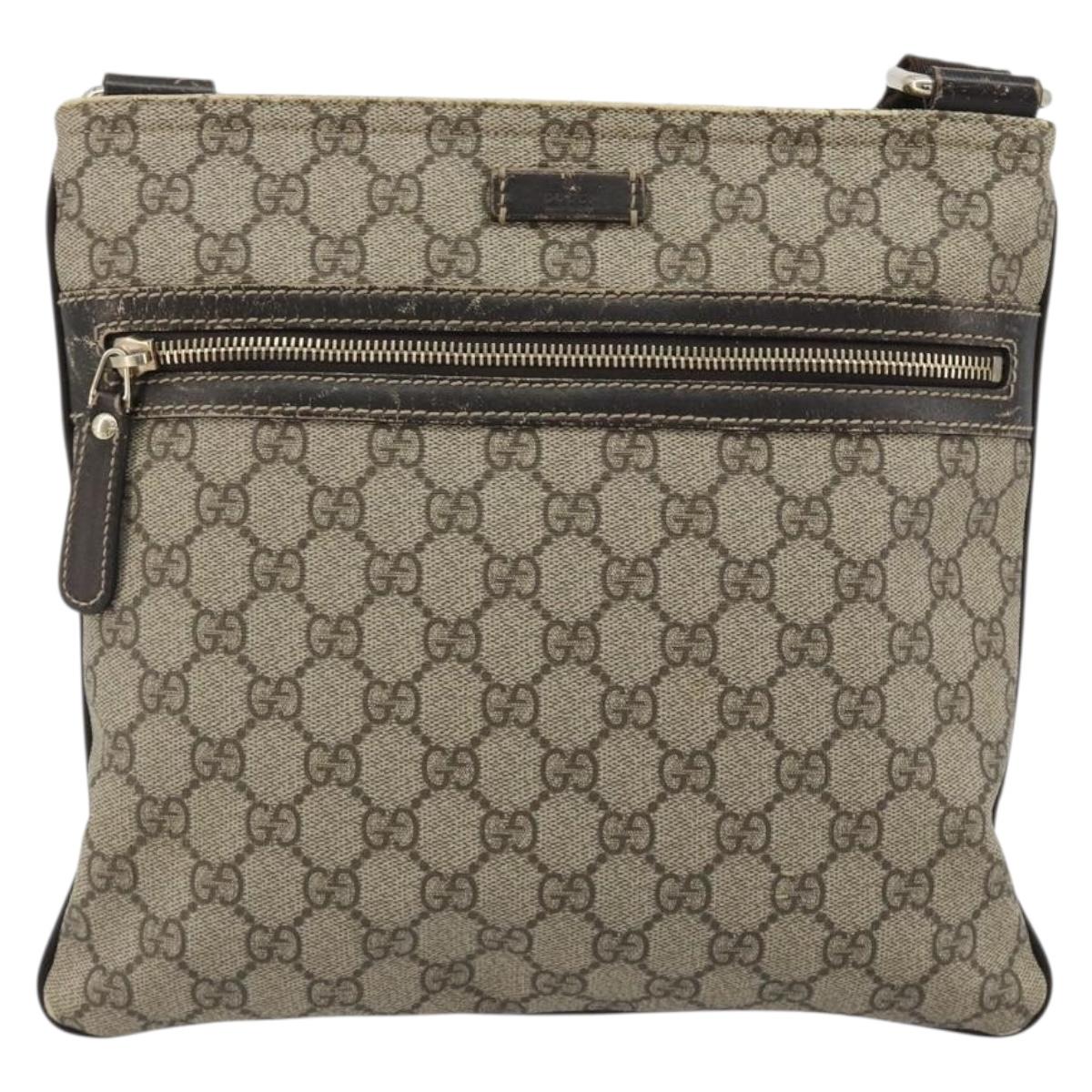 GUCCI GG Supreme Shoulder Bag PVC Beige Gold 295257 Auth 187850