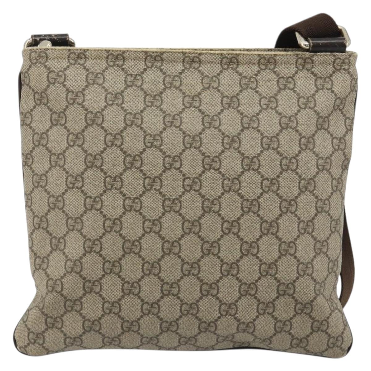 GUCCI GG Supreme Shoulder Bag PVC Beige Gold 295257 Auth 187850