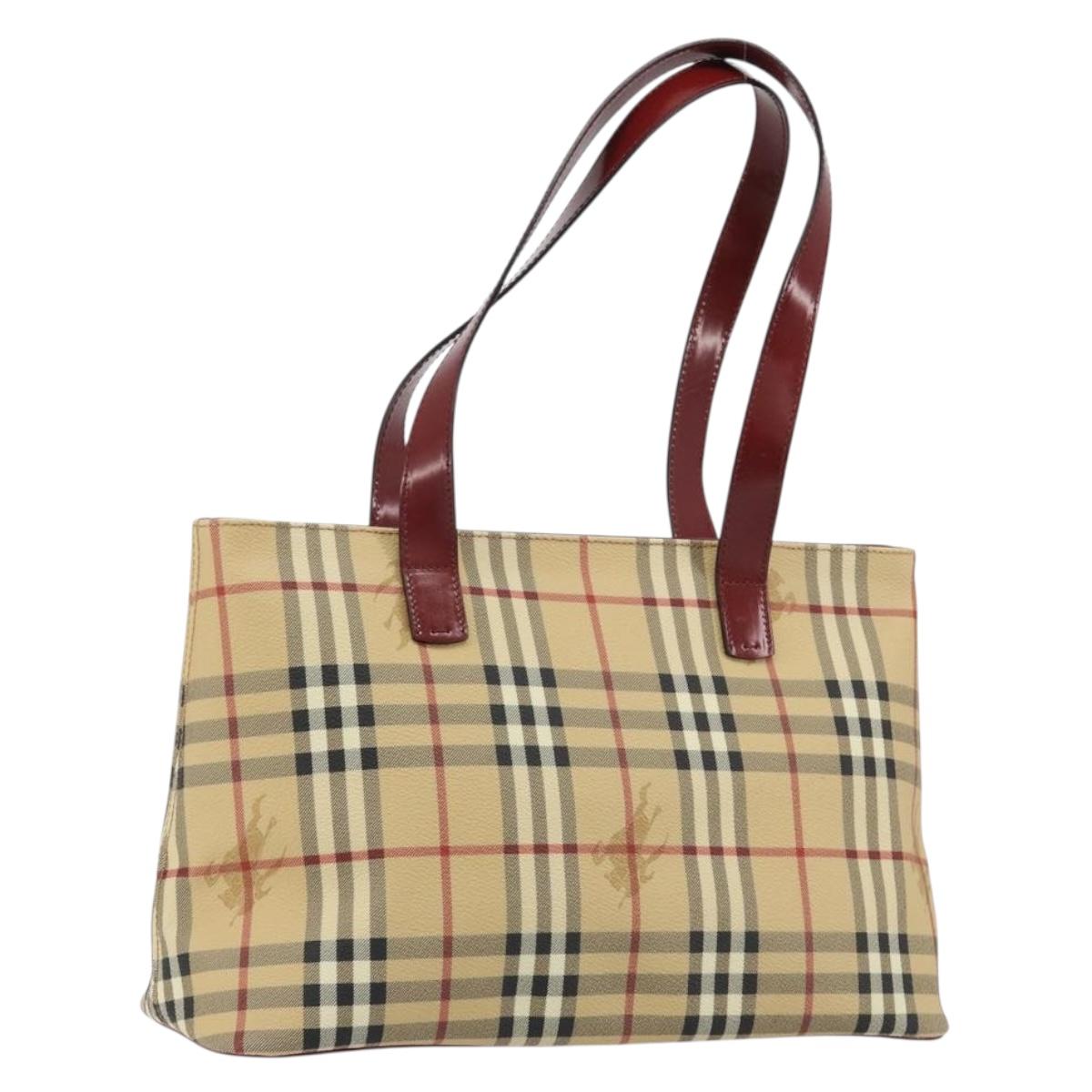 BURBERRY Tote Bag PVC Beige Silver Nova Check Auth 187854V