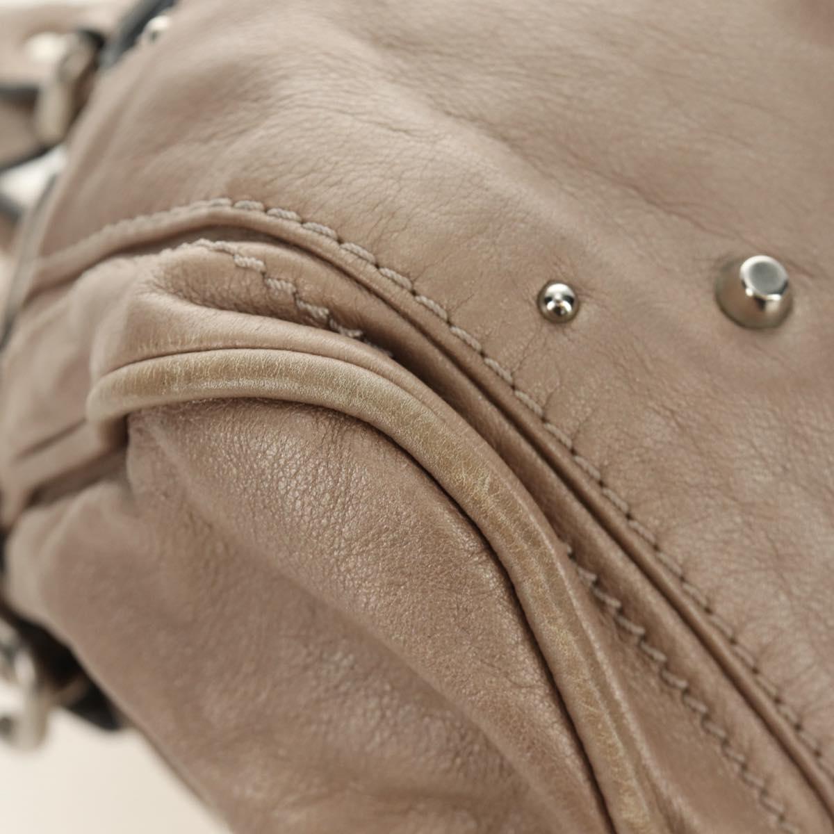 Chloe Paddington Hand Bag Leather Beige Silver Auth 187855V