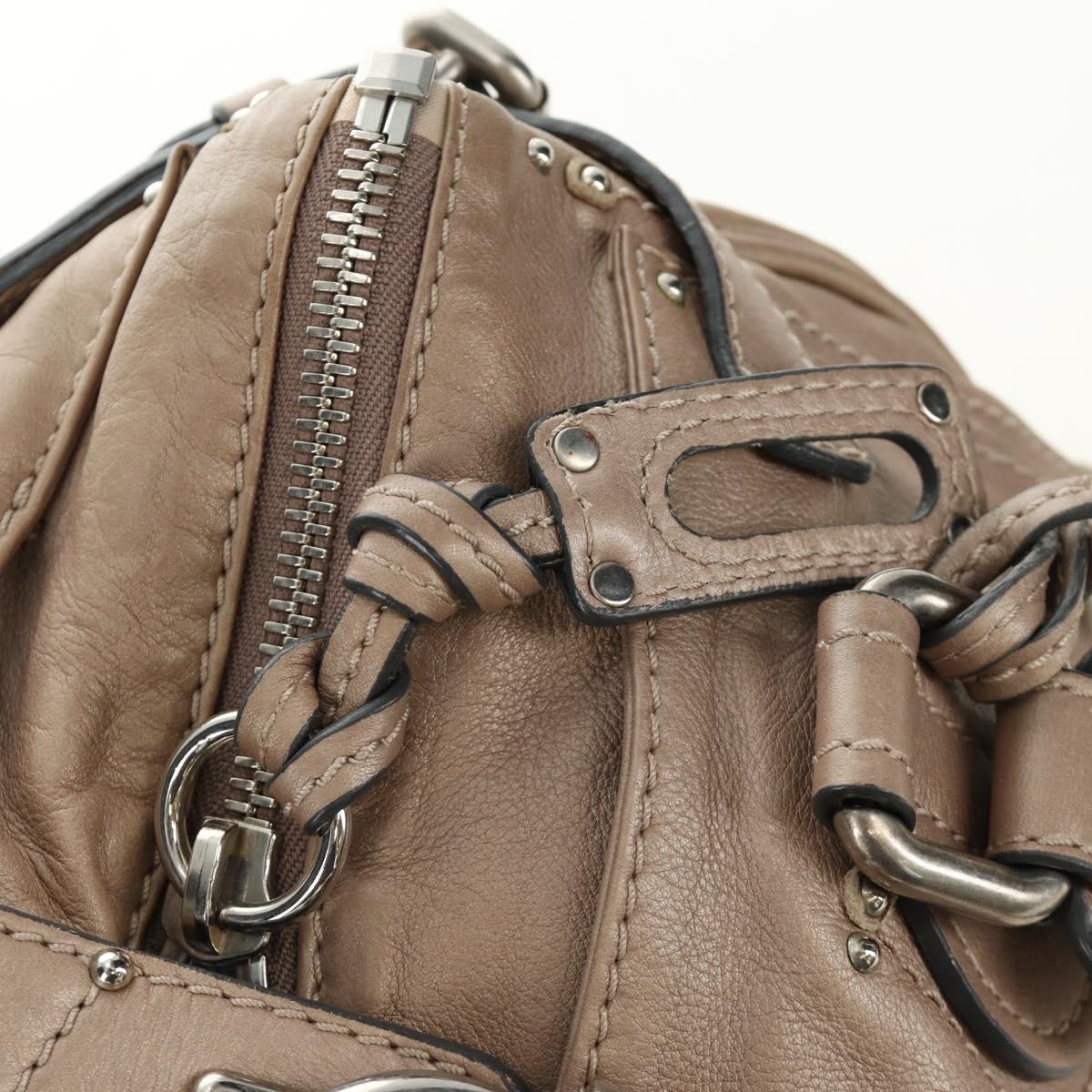 Chloe Paddington Hand Bag Leather Beige Silver Auth 187855V