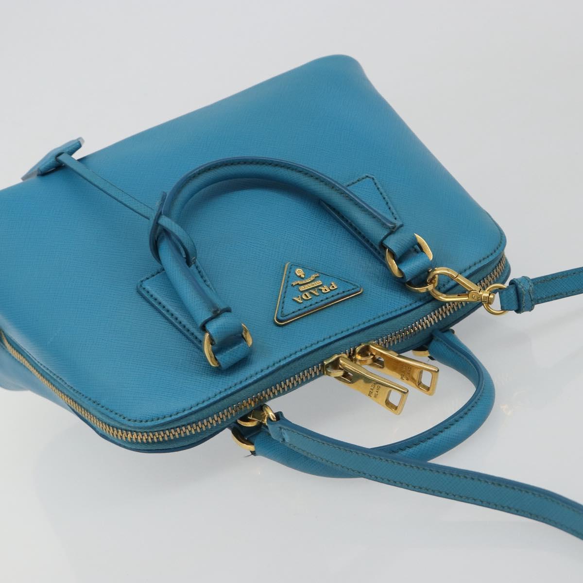 PRADA Hand Bag Saffiano leather 2way Light Blue Auth 187856A