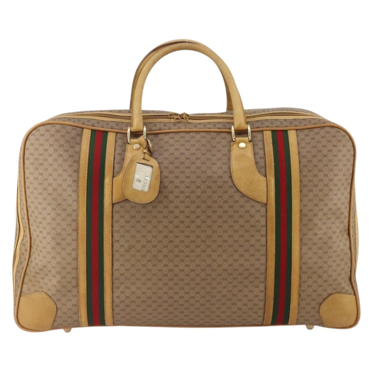 GUCCI Micro GG Supreme Web Sherry Line Bag PVC Beige 010 58 1744 65 Auth 187858A