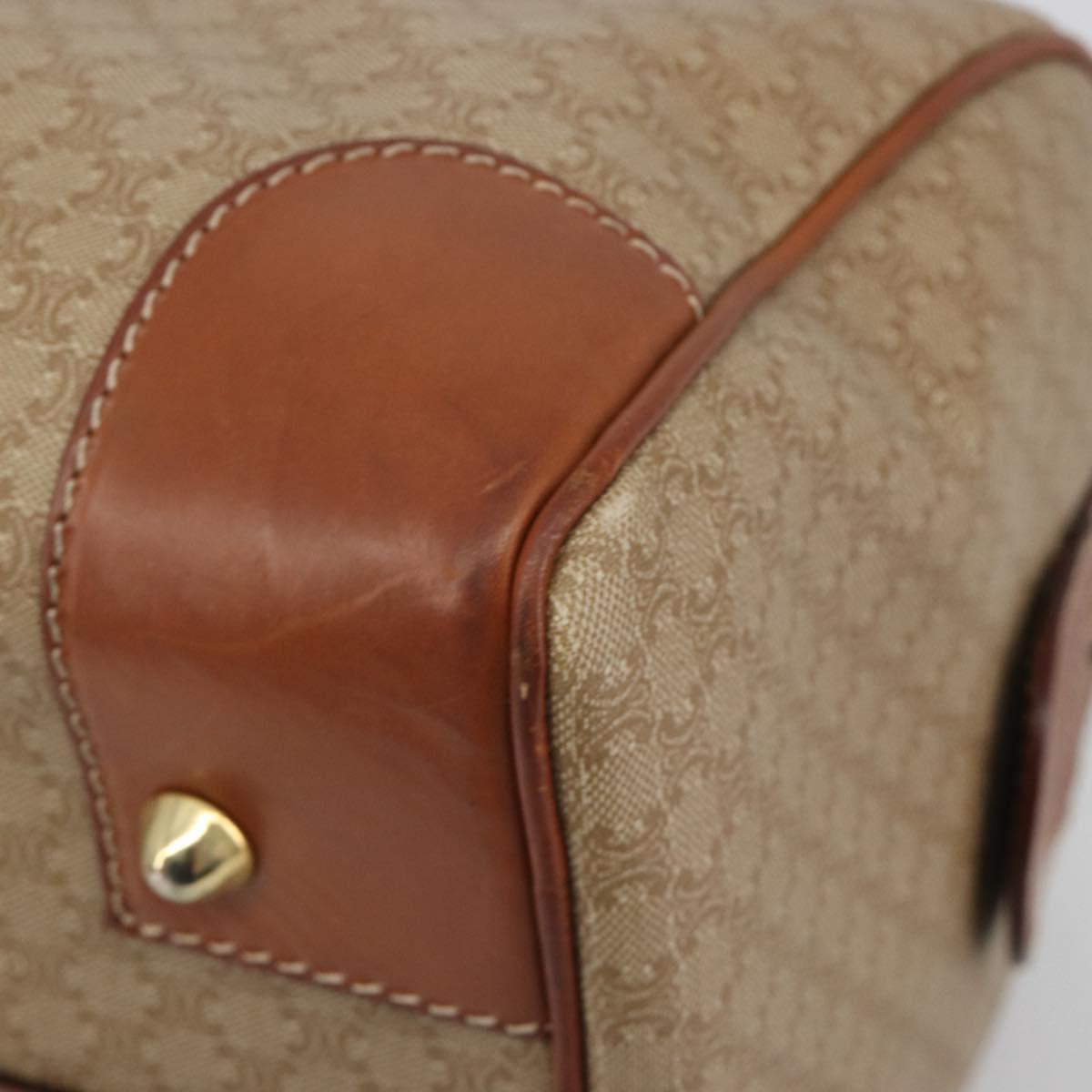 CELINE Macadam Canvas Boston Bag PVC Beige Gold Auth 187859