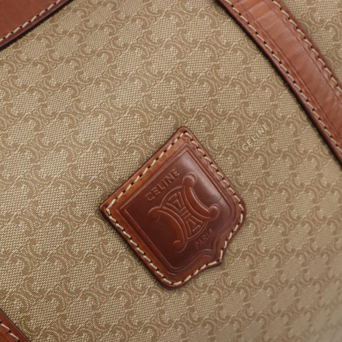 CELINE Macadam Canvas Boston Bag PVC Beige Gold Auth 187859